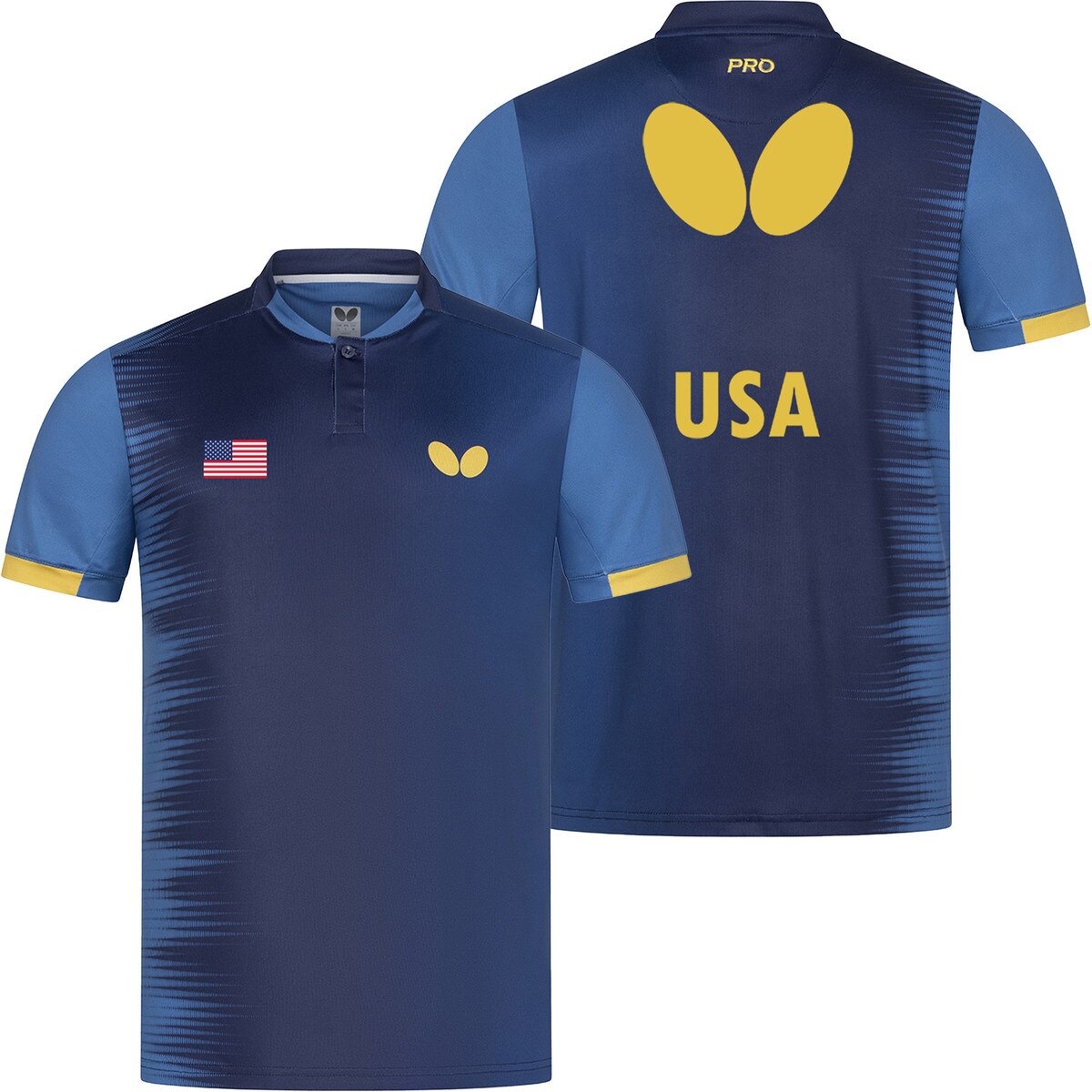 Butterfly Table Tennis USA Team Shirt 26 - Blue - Front & Back